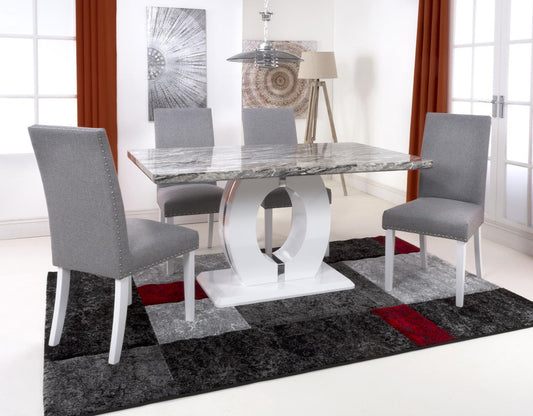 Shankar Neptune Rectangle Dining Table With 4 Randall Silver Grey Dining Set
