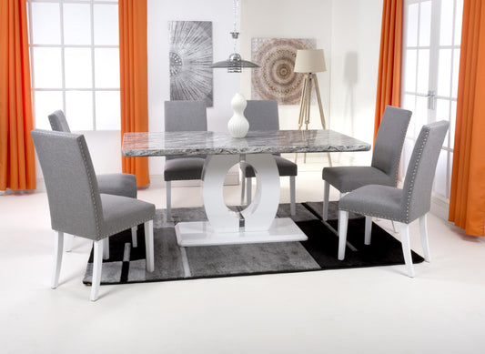 Shankar Neptune Large Dining Table With 6 Randall Silver Grey Dining Set
