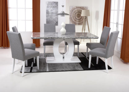 Shankar Neptune Large Dining Table With 6 Randall Silver Grey Dining Set