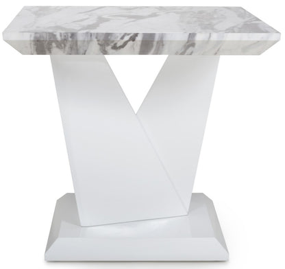 Shankar Saturn Marble Effect Grey/White Lamp Table