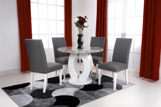 Shankar Neptune Round Table With 4 Randall Steel Grey Dining Set