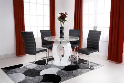 Shankar Neptune Round Dining Table With 4 Callisto Grey Dining Set