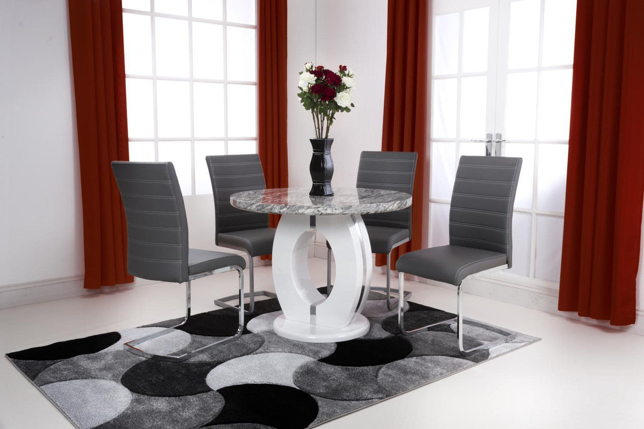 Shankar Neptune Round Dining Table With 4 Callisto Black Dining Set