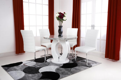 Shankar Neptune Round Dining Table With 4 Callisto White Dining Set