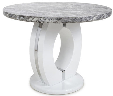 Shankar Neptune Round Marble Effect Grey/White Dining Table