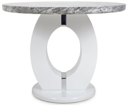 Shankar Neptune Round Marble Effect Grey/White Dining Table