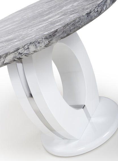 Shankar Neptune Round Marble Effect Grey/White Dining Table