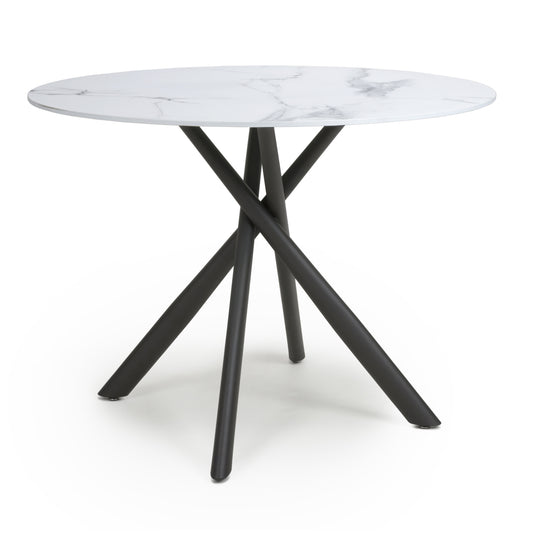 Shankar  Furniture Avesta 100cm White Marble Effect Round Dining Table