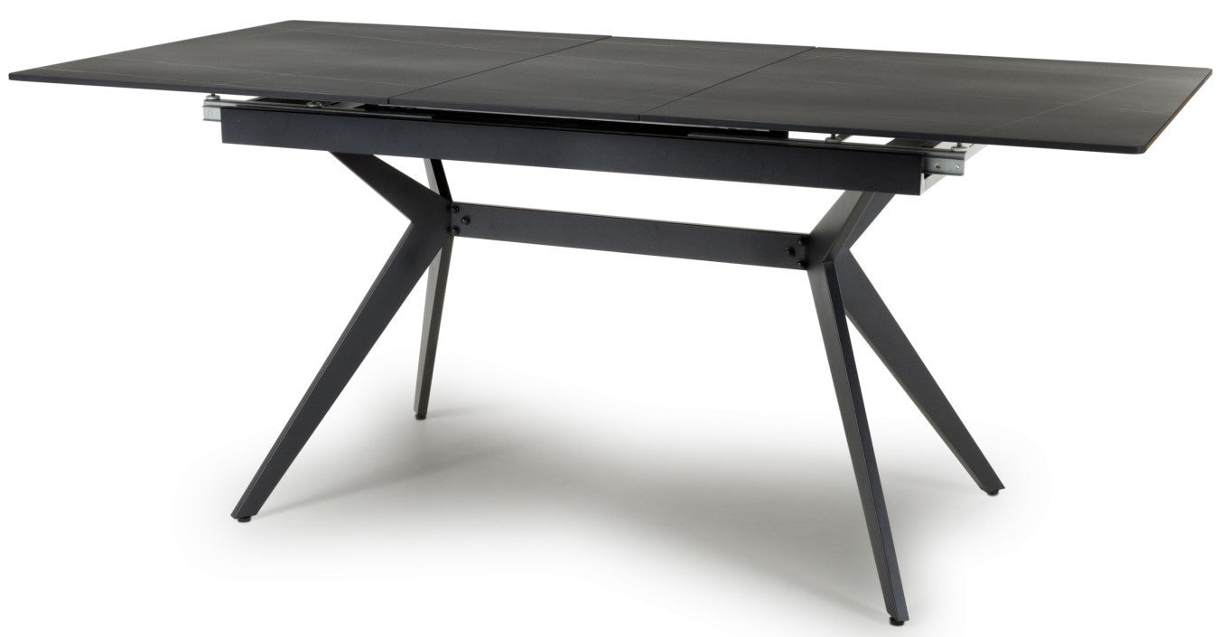 Shankar Timor 180Cm Extending Black Sintered Stone Effect Dining Table