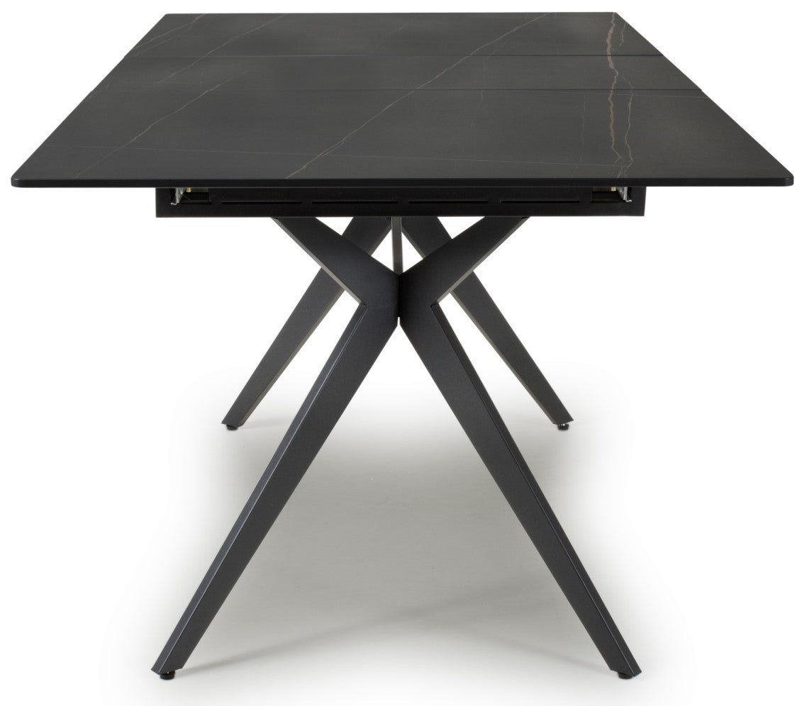 Shankar Timor 180Cm Extending Black Sintered Stone Effect Dining Table