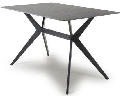 Shankar Timor 160Cm Grey Marble Effect Dining Table