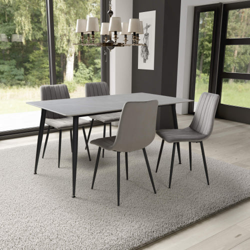 Shankar Monaco Grey Ceramic 160cm Dining Table with 4 Lisbon Grey Dining Set