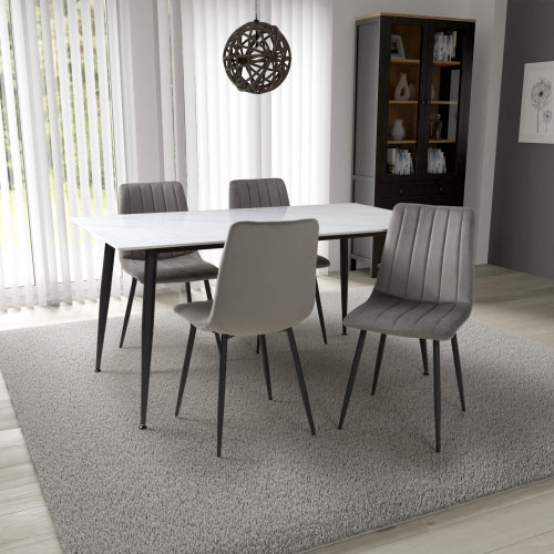 Shankar Monaco White Ceramic 160cm Dining Table with 4 Lisbon Grey Dining Set