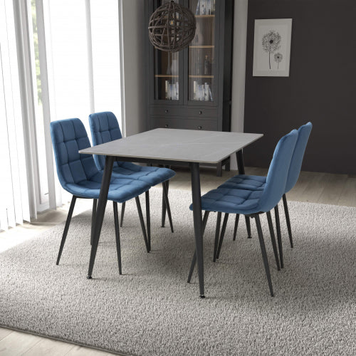 Shankar Monaco Grey Ceramic 120cm Dining Table with 4 Madison Blue Dining Set