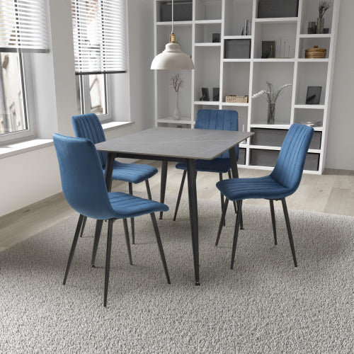 Shankar Monaco Grey Ceramic 120cm Dining Table with 4 Lisbon Blue Dining Set