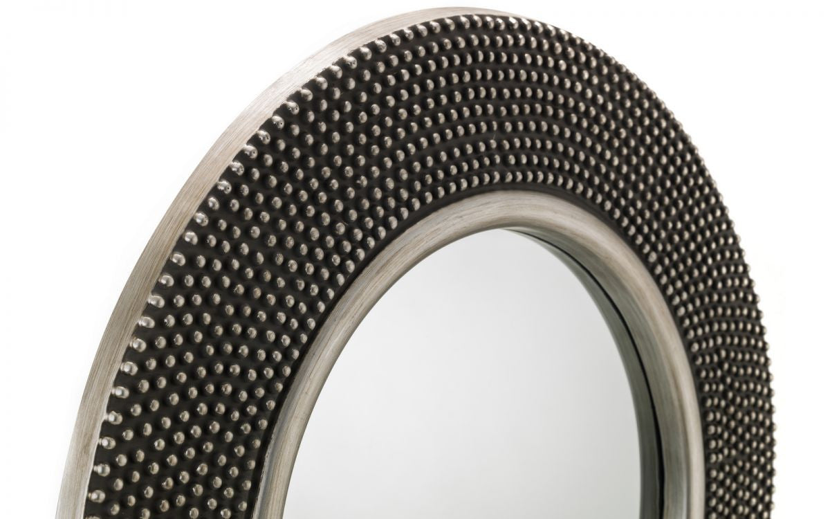 Julian Bowen Adagio Round Studded Pewter Wall Mirror