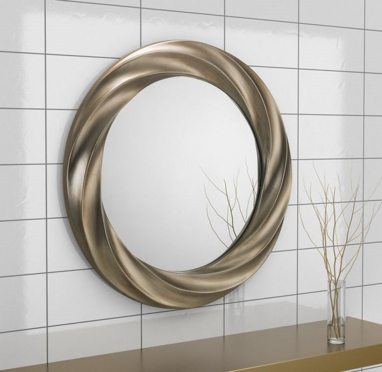 Julian Bowen Andante Champagne Round Silver Wall Mirror