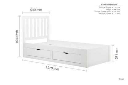 Birlea Appleby 3ft Single White Wooden Bed Frame