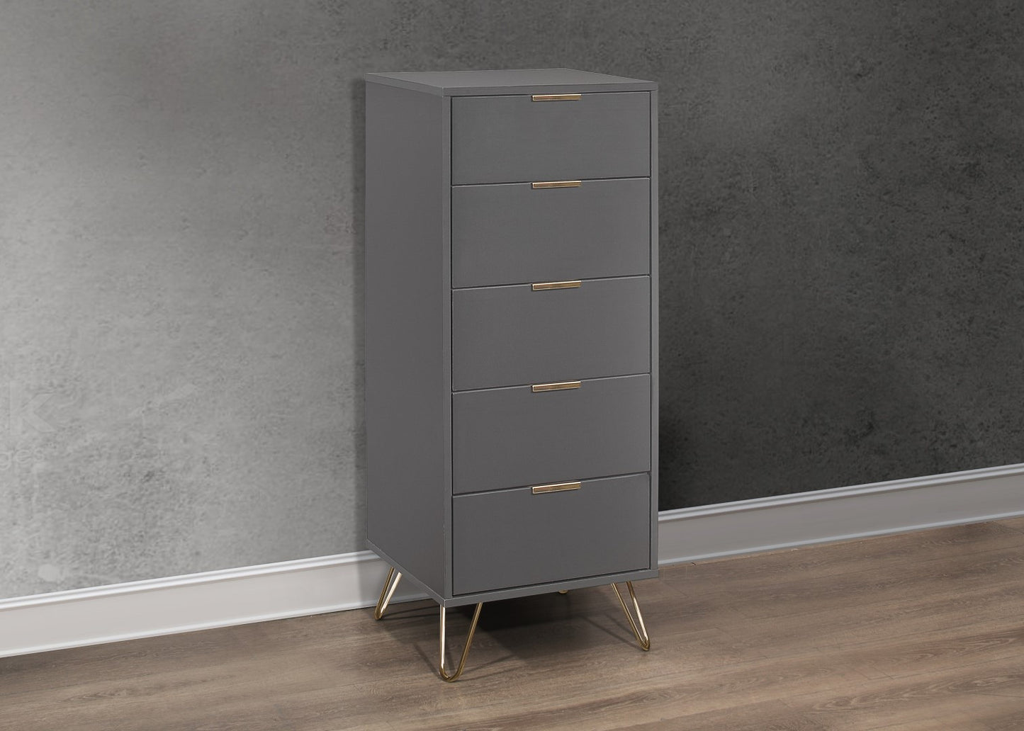 Birlea Arlo Grey Narrow 5 Drawer Chest