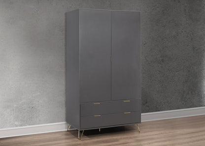 Birlea Arlo Grey 2 Door 2 Drawer Wardrobe