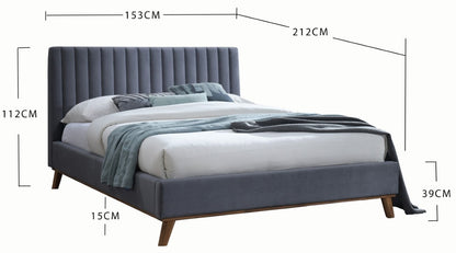 Time Living Albany 4ft6 Double Dark Grey Fabric Bed Frame