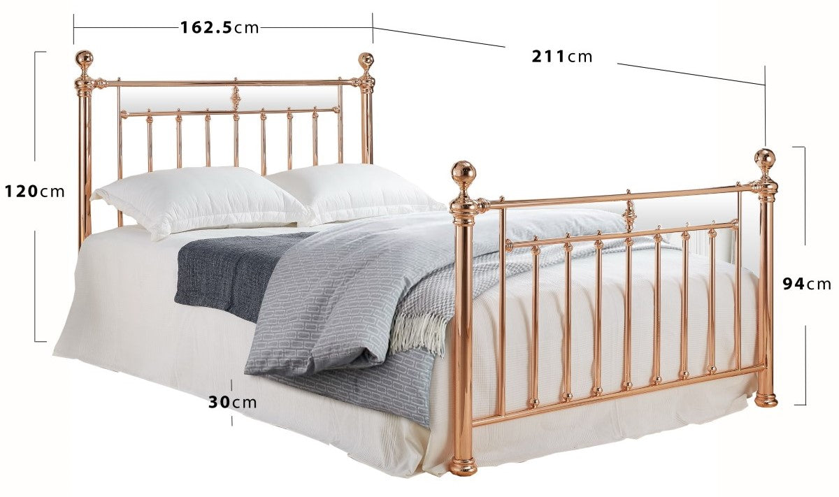 Time Living Alexander 5ft Kingsize Rose Gold Metal Bed Frame