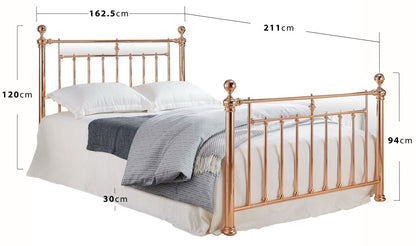 Time Living Alexander 5ft Kingsize Rose Gold Metal Bed Frame
