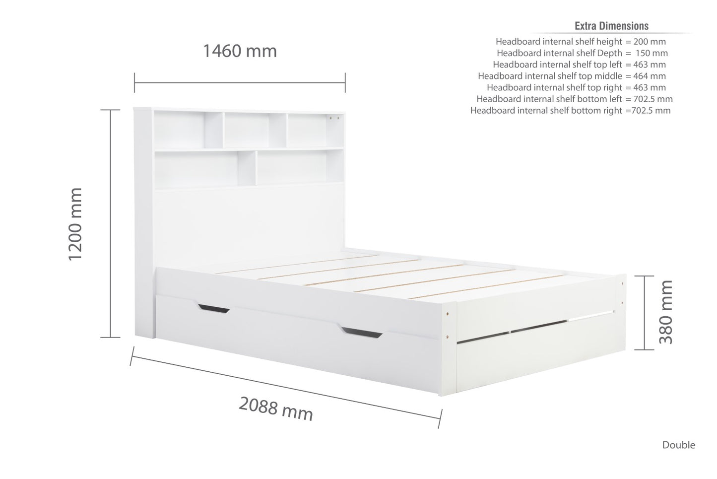 Birlea Alfie 4ft6 Double White Wooden Storage Bed Frame