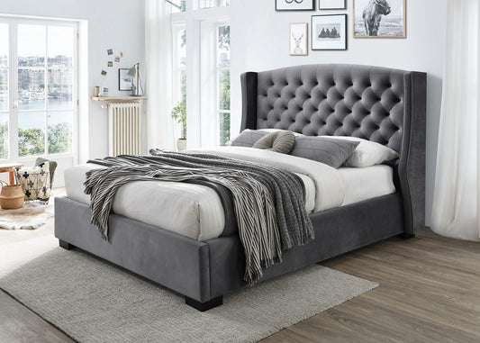 Sareer Ambassador 5ft Kingsize Dark Grey Velvet Bed Frame