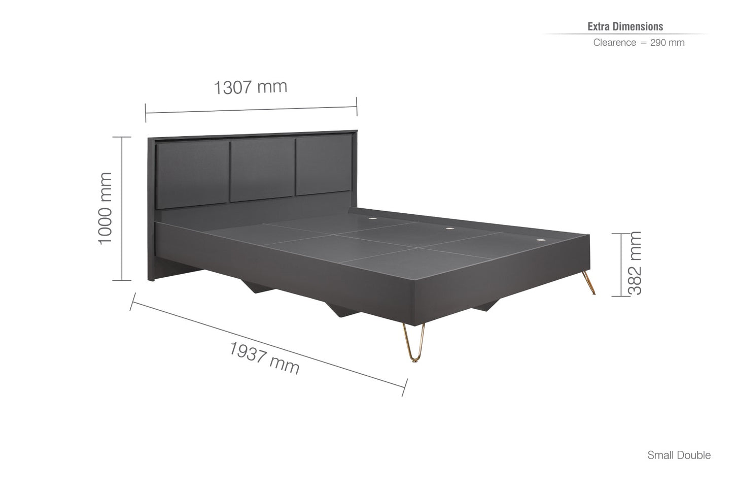 Birlea Arlo 4ft Small Double Charcoal Wooden Bed Frame