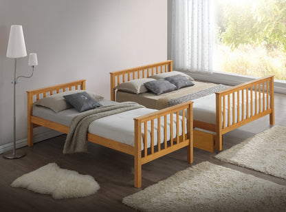 Artisan Beech Three Sleeper Wooden Bunk Bed