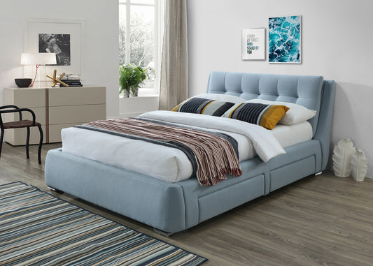 Artisan 5ft Kingsize Blue 4 Drawers 2 Sides Fabric Bed