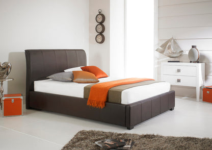 Artisan 5ft Kingsize Brown Leather Upholstered Storage Bed