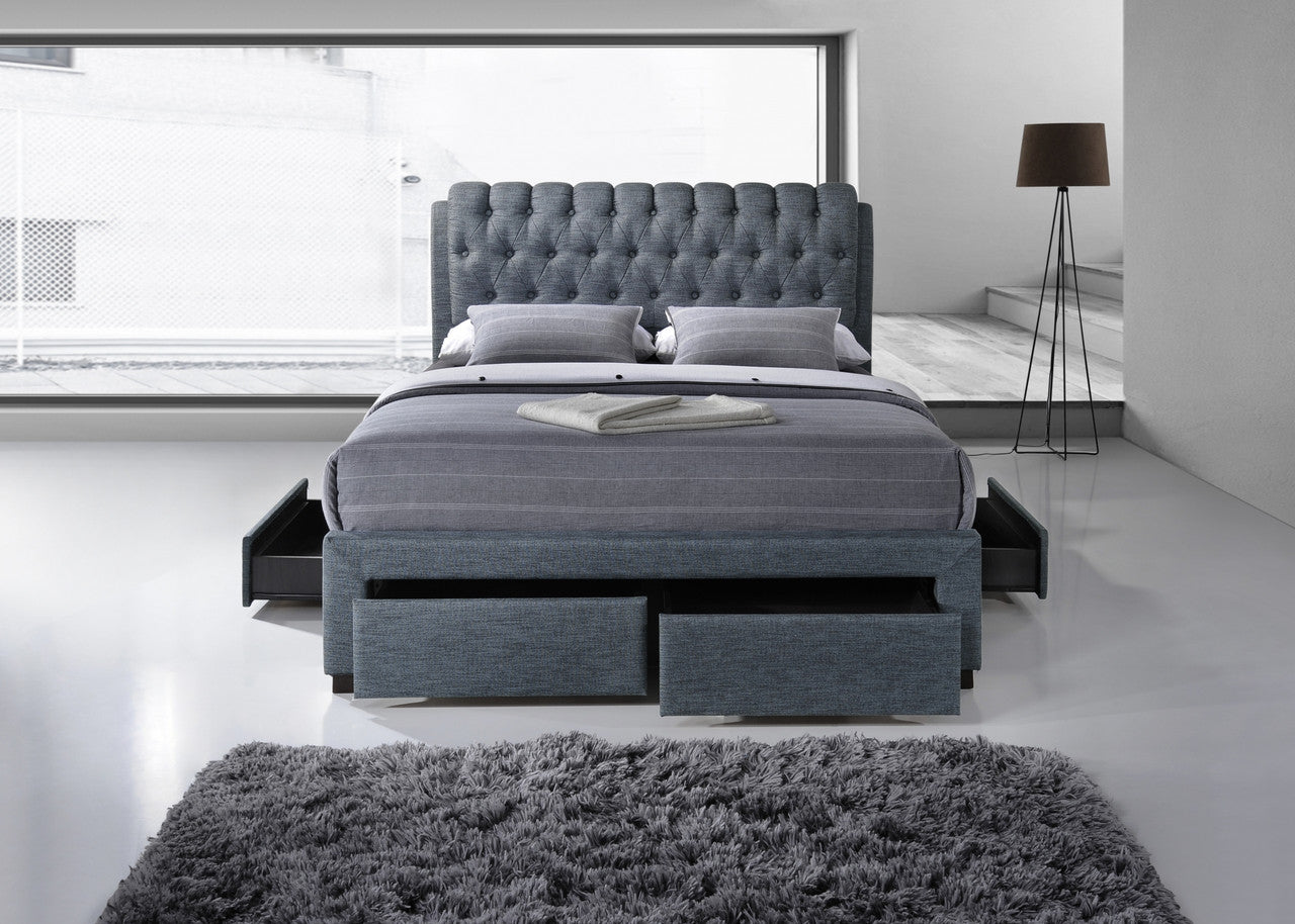 Artisan 5ft Kingsize Dark Grey 4 Drawers Fabric Bed