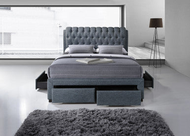Artisan 5ft Kingsize Dark Grey 4 Drawers Fabric Bed