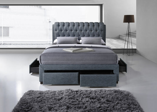 Artisan 4ft6 Double Dark Grey 4 Drawers Fabric Bed