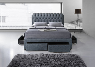 Artisan 4ft6 Double Dark Grey 4 Drawers Fabric Bed