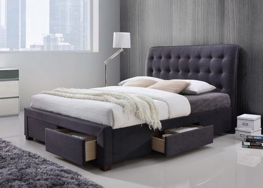 Artisan 5ft Kingsize Light Grey 4 Drawers Fabric Bed