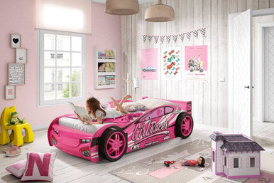 Artisan Novelty Girls Pink Racer Car Bed