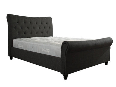 Artisan 5ft Kingsize Scroll Grey Fabric Bed