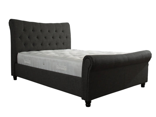 Artisan 4ft6 Double Scroll Grey Fabric Bed