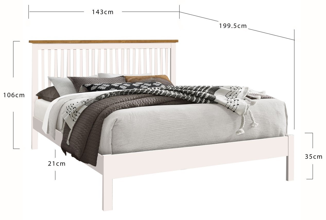 Time Living Ascot 4ft6 Double White Wood Bed Frame