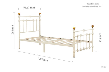 Birlea Atlas 3ft Single Cream Metal Bed