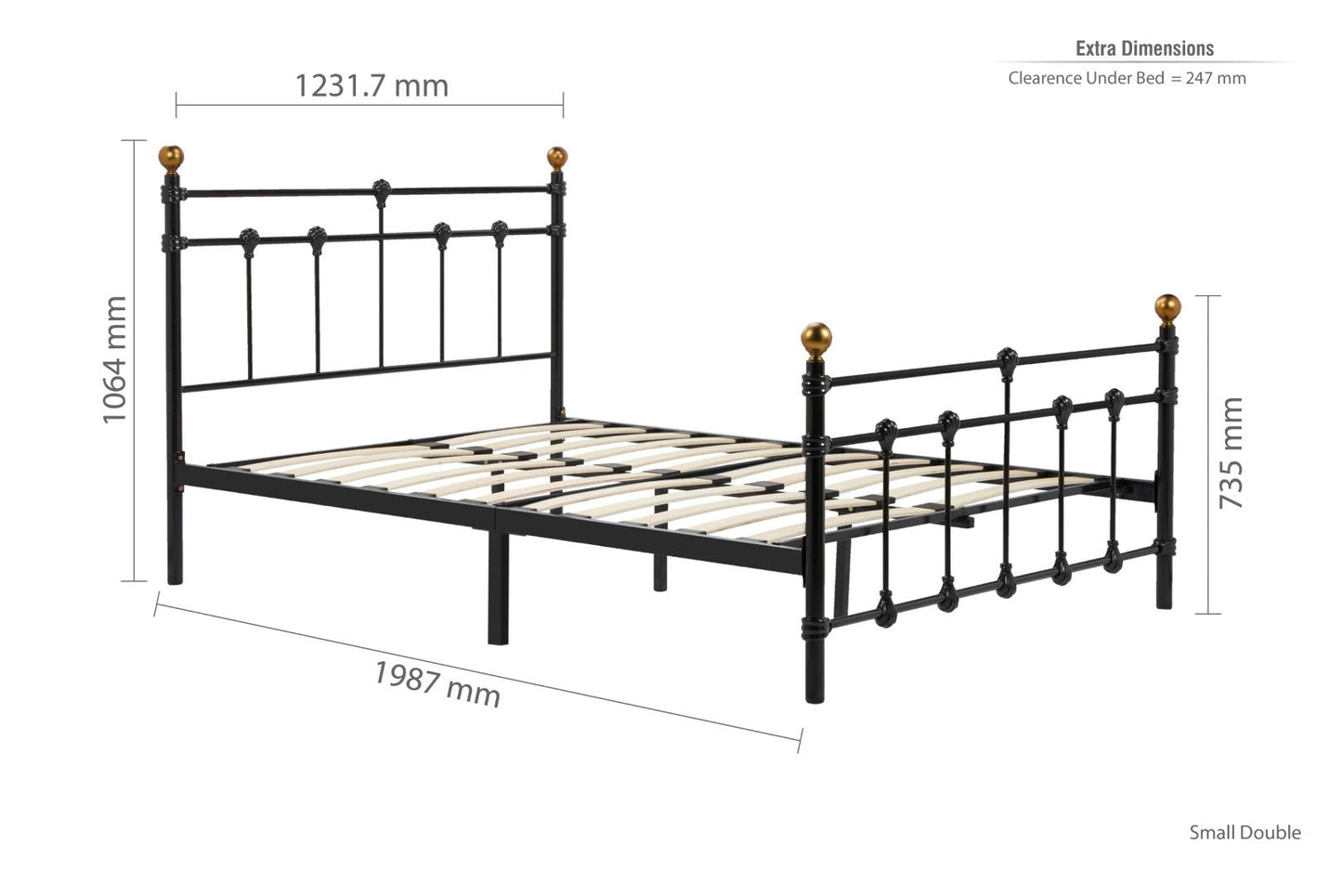 Birlea Atlas 4ft6 Double Black Metal Bed Frame