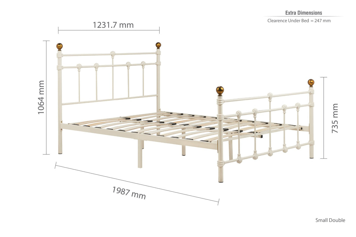 Birlea Atlas 4ft6 Double Cream Metal Bed Frame