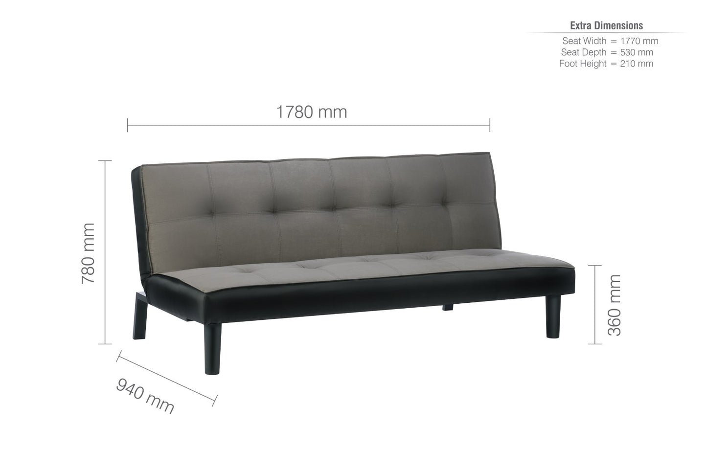 Birlea Aurora Grey Fabric Sofa Bed