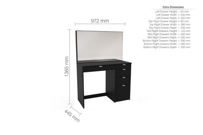 Birlea Ava Black 5 Drawer Dressing Table