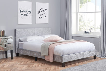 Birlea Berlin 4ft Small Double Steel Grey Crushed Velvet Bed Frame