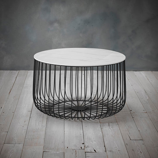 LPD Enzo Large Black Marble Effect Cage Table