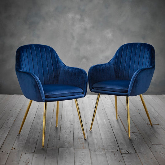 LPD Lara Royal Blue Dining Chair with Gold Legs